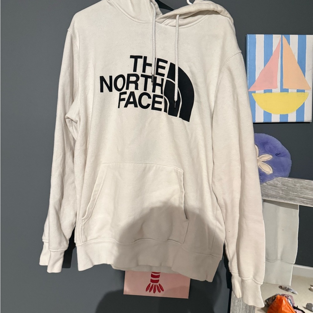 The North Face White Hoodie with Black Logo